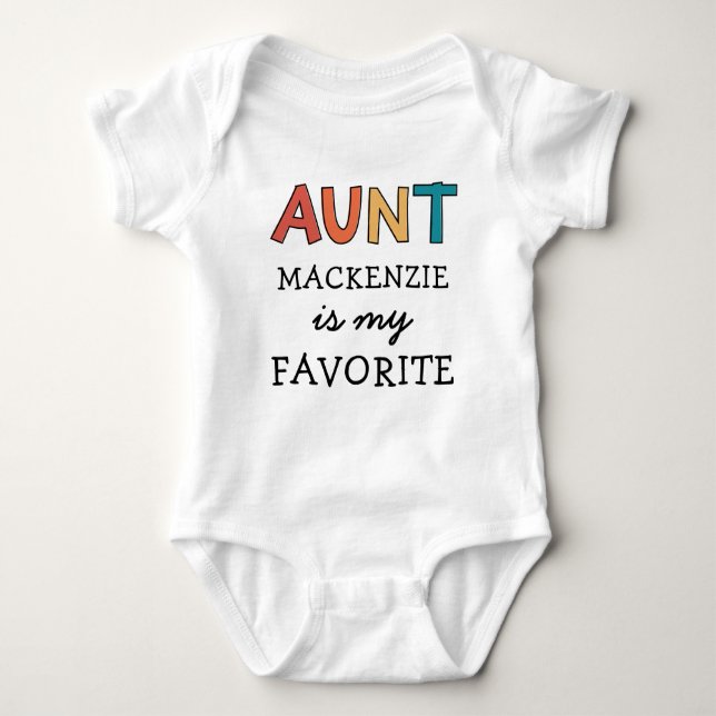 Personalised Favourite Aunt Cute I Love My Aunt  Baby Bodysuit (Front)
