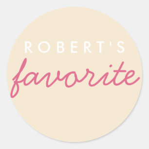 Personalised Favourite Blush Champagne Classic Round Sticker