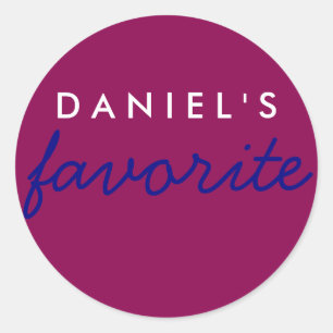 Personalised Favourite Maroon Magenta Navy Blue Classic Round Sticker