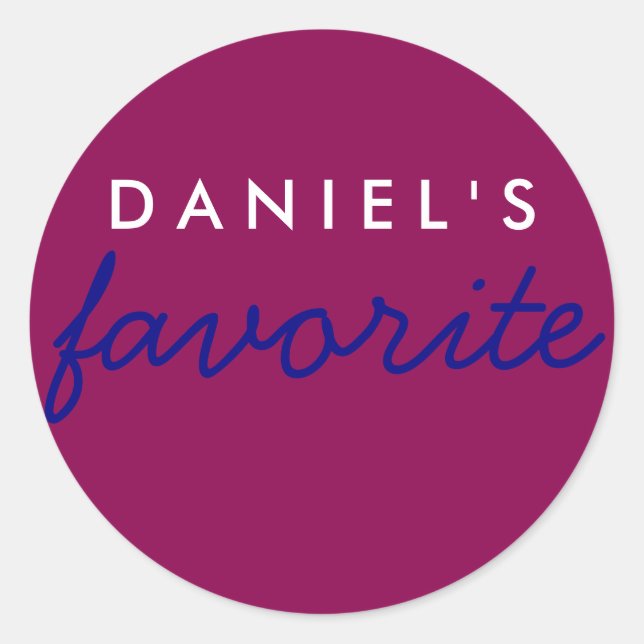 Personalised Favourite Maroon Magenta Navy Blue Classic Round Sticker (Front)