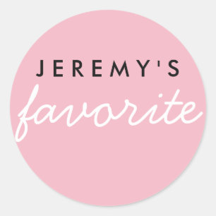 Personalised Favourite Pink and White Classic Round Sticker