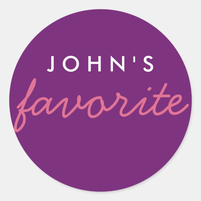 Personalised Favourite Pink Purple Classic Round Sticker (Front)