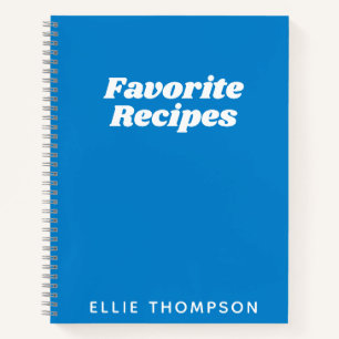 Personalised Favourite Recipes Typography in Blue Notebook
