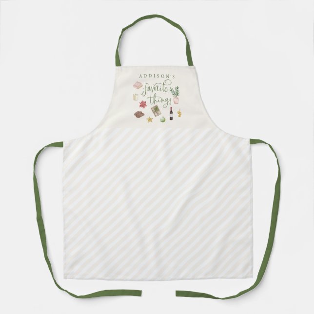 Personalised Favourite Things Christmas Apron (Front)