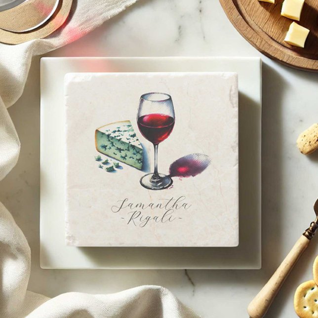 Personalised Favours Winery Stone Coaster (Personalized wine lovers coasters for gift basket ideas by Victoria Grigaliunas of Do Tell A Belle)