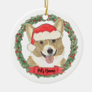 Personalised Fawn Corgi Christmas Ceramic Ornament