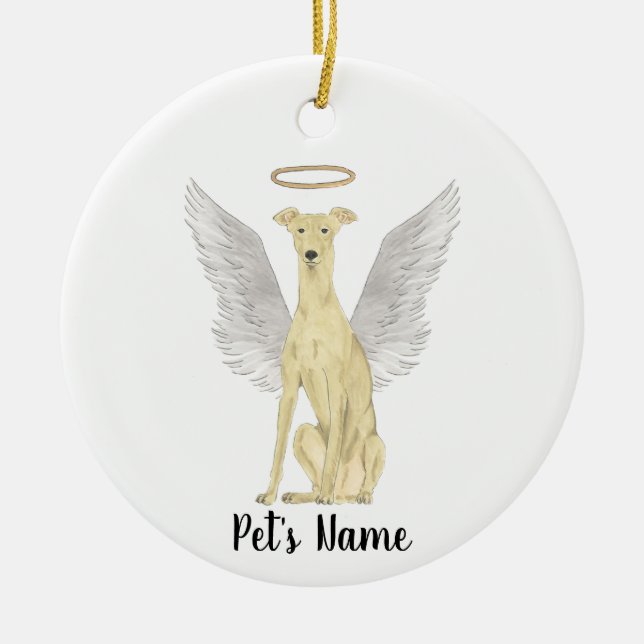 Personalised Fawn Greyhound Sympathy Memorial Ceramic Ornament (Front)