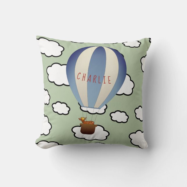 Personalised Fawn in Balloon Throw Pillow (Front)