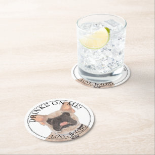 Personalised Fawn Masked Frenchie French Bulldog Round Paper Coaster