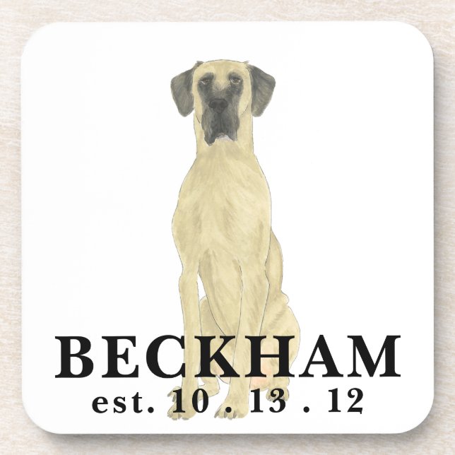 Personalised Fawn Masked Great Dane Coaster (Front)
