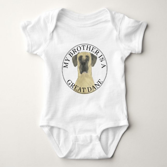 Personalised Fawn Masked Harlequin Great Dane Baby Bodysuit (Front)