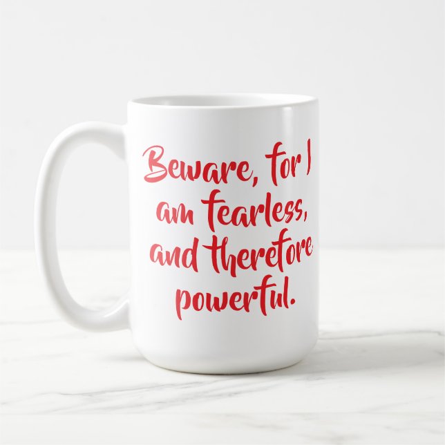 Personalised Fearless Woman Quote Modern Script Coffee Mug (Left)