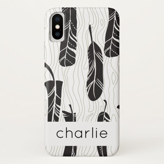 Personalised Feather and Wood background pattern  Case-Mate iPhone Case (Back)