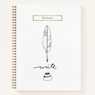 Personalised Feather Quill Custom Writing Notebook