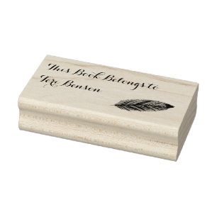 Personalised Feather Rubber Stamp Book Belongs To