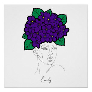 Personalised February Birth Flower Crown Art Poster