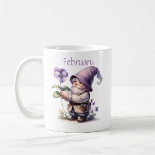 Personalised February Birth Month Garden Gnome  Coffee Mug
