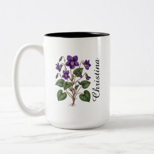 Personalised February Violet Birth Month Flower Two-Tone Coffee Mug
