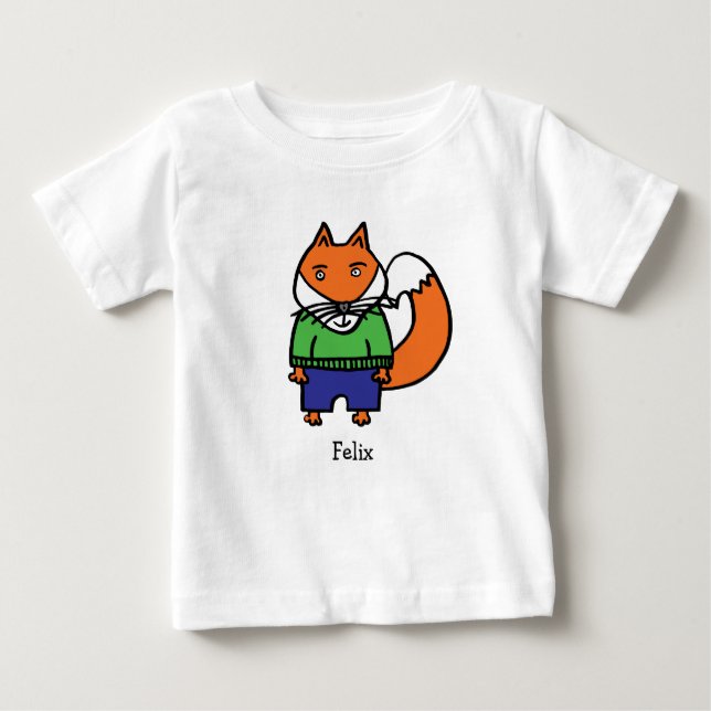 Personalised Felix the Fox Baby T-Shirt (Front)