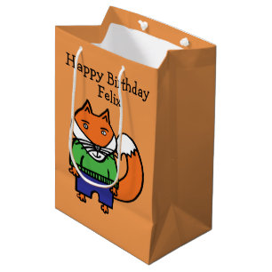 Personalised Felix the Fox Happy Birthday Medium Gift Bag