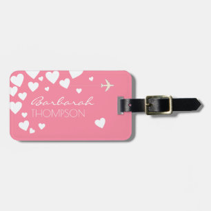 Personalised feminine & elegant pink love luggage tag
