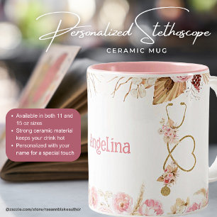 Personalised Feminine Stethoscope Ceramic Mug