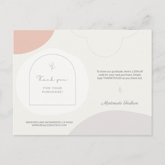 Personalised Feminine Thank You for Your Business Postcard (Front)