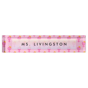 Personalised Feminist Pink Nameplate