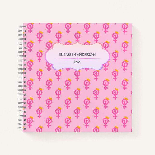 Personalised Feminist Pink Notebook (Front)