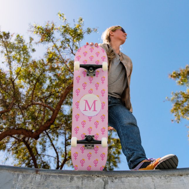 Personalised Feminist Pink Skateboard (Outdoor 1)