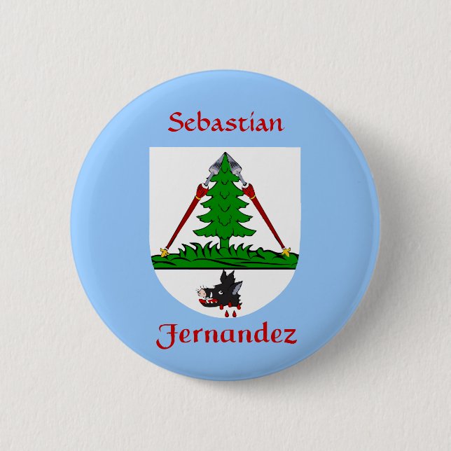 Personalised Fernandez Historical Shield 6 Cm Round Badge (Front)