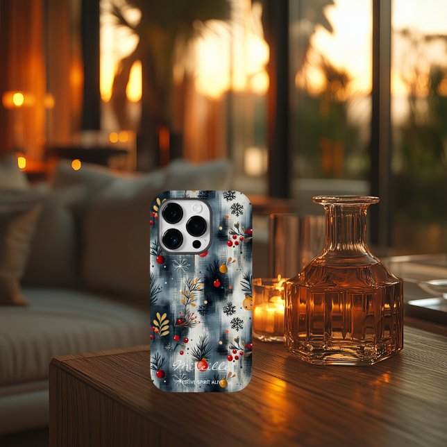 Personalised Festive Berries and Snowflakes Case-Mate iPhone Case (Creator Uploaded)
