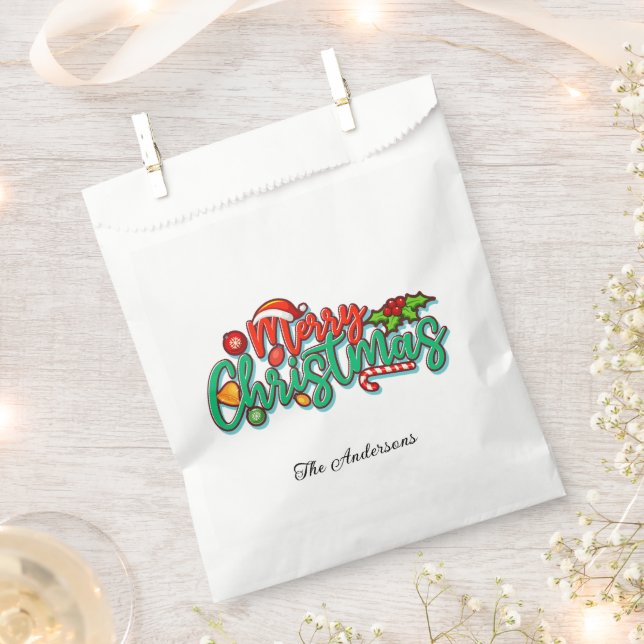 Personalised Festive Christmas Favour Bag  (Clipped)