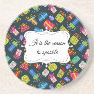 Personalised Festive Christmas Pattern Coaster