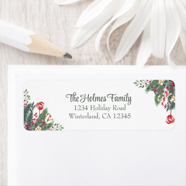 Personalised Festive Christmas Return Address Label (Insitu)