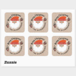 Personalised Festive Christmas Santa Claus Square Sticker<br><div class="desc">A pretty personalised Christmas Sticker with the words Merry Christmas and a cute Santa face. Great for putting on your baked holiday treats,  presents,  Christmas Cards,  and more. Designed for you by Blackberry Boulevard.</div>