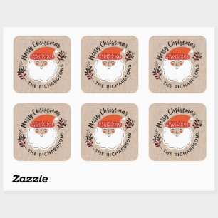 Personalised Festive Christmas Santa Claus Square Sticker