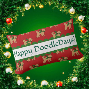 Personalised Festive Doodle Dog Red  Lumbar Cushion