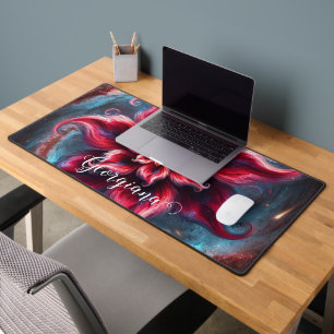 Personalised Festive Floral Poinsettia Galaxy Desk Mat