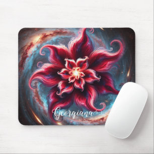 Personalised Festive Floral Poinsettia Galaxy Mouse Pad