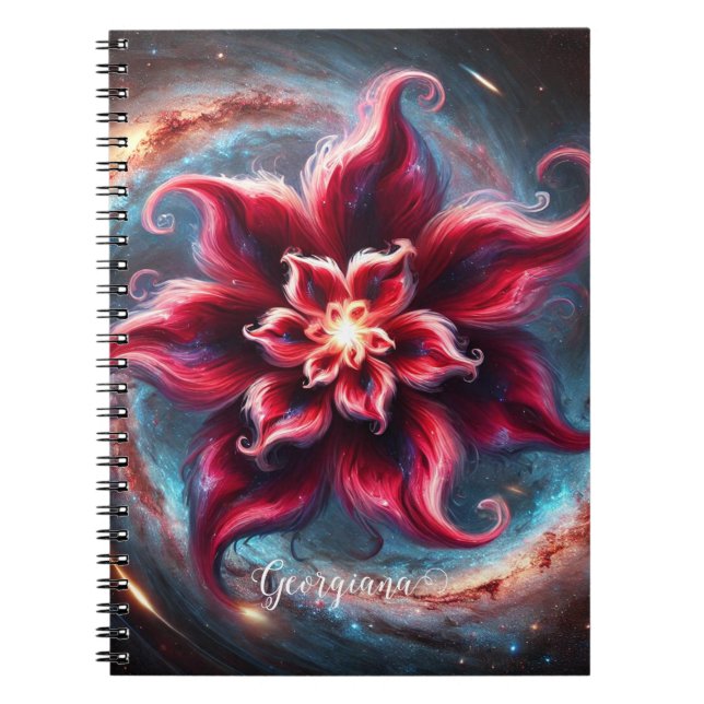 Personalised Festive Floral Poinsettia Galaxy Notebook (Front)
