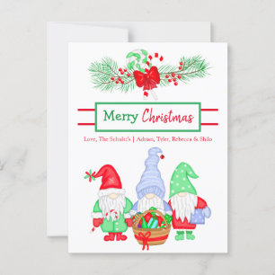 Personalised Festive Gnomes Holiday Christmas Card