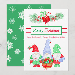 Personalised Festive Gnomes Holiday Christmas   Card