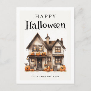 Personalised Festive Halloween House Real Estate  Holiday Postcard