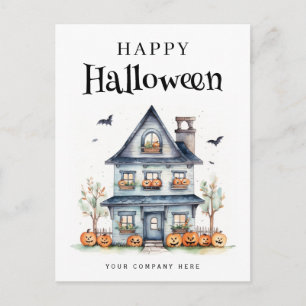 Personalised Festive Halloween House Real Estate  Holiday Postcard