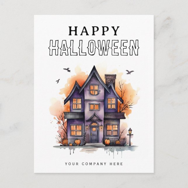 Personalised Festive Halloween House Real Estate  Holiday Postcard (Front)