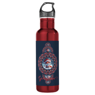 Personalised Festive Kawaii Fox Ornamental Mandala 710 Ml Water Bottle