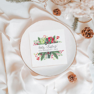 Personalised Festive Merry Christmas Decorative Napkin