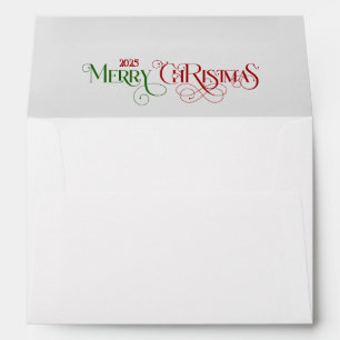 Personalised Festive Merry Christmas Typography Envelope