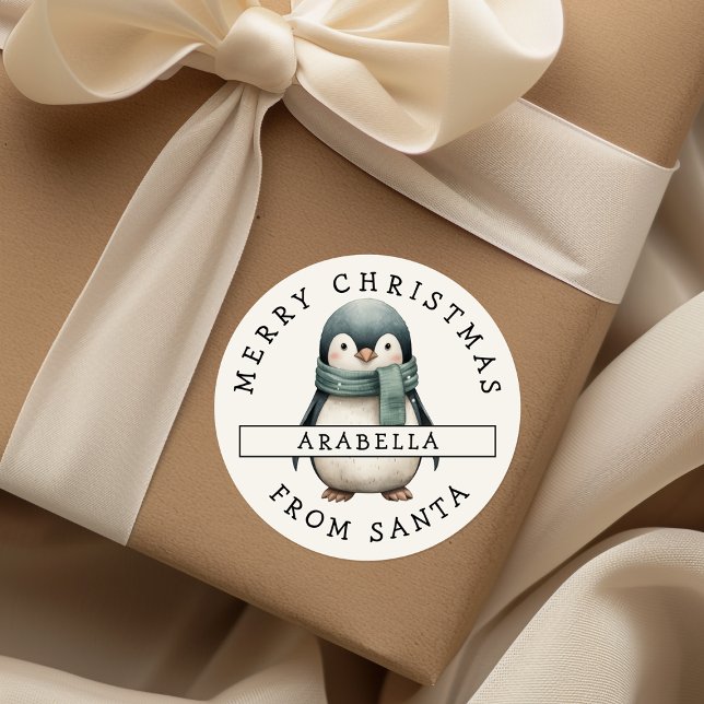 Personalised Festive Penguin Christmas Sticker (Creator Uploaded)